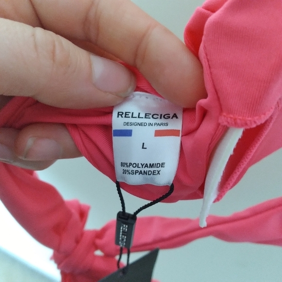 Relleciga Hot Pink Keyhole Cutout Halter Bikini Top Size Large New with Tags - Picture 4 of 9